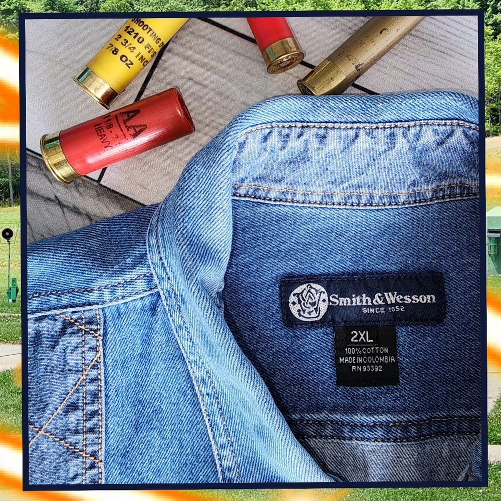 Smith & Wesson shooting shirt gun blue jean denim women vest men recoil pad xxl